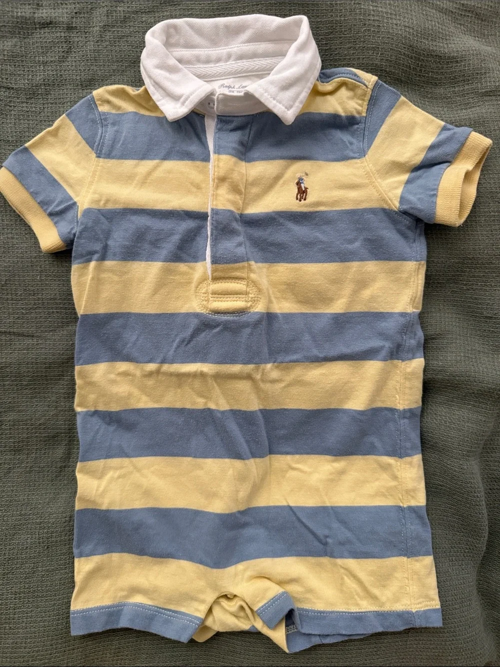 Ralph Lauren Blue & Yellow Striped Polo Romper